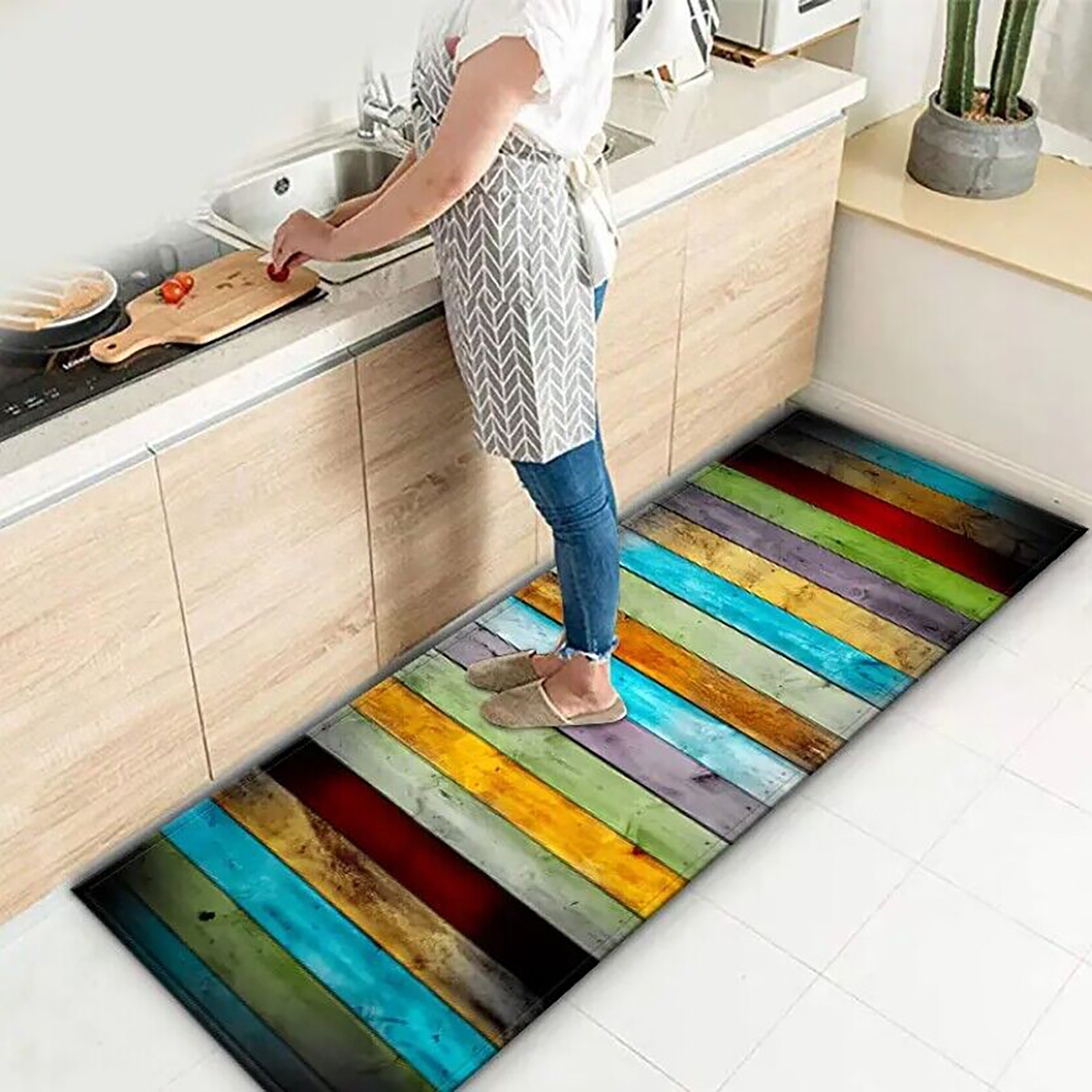 Flannel Kitchen Floor Mat Non slip Oil proof Floor Mat Soft - Temu