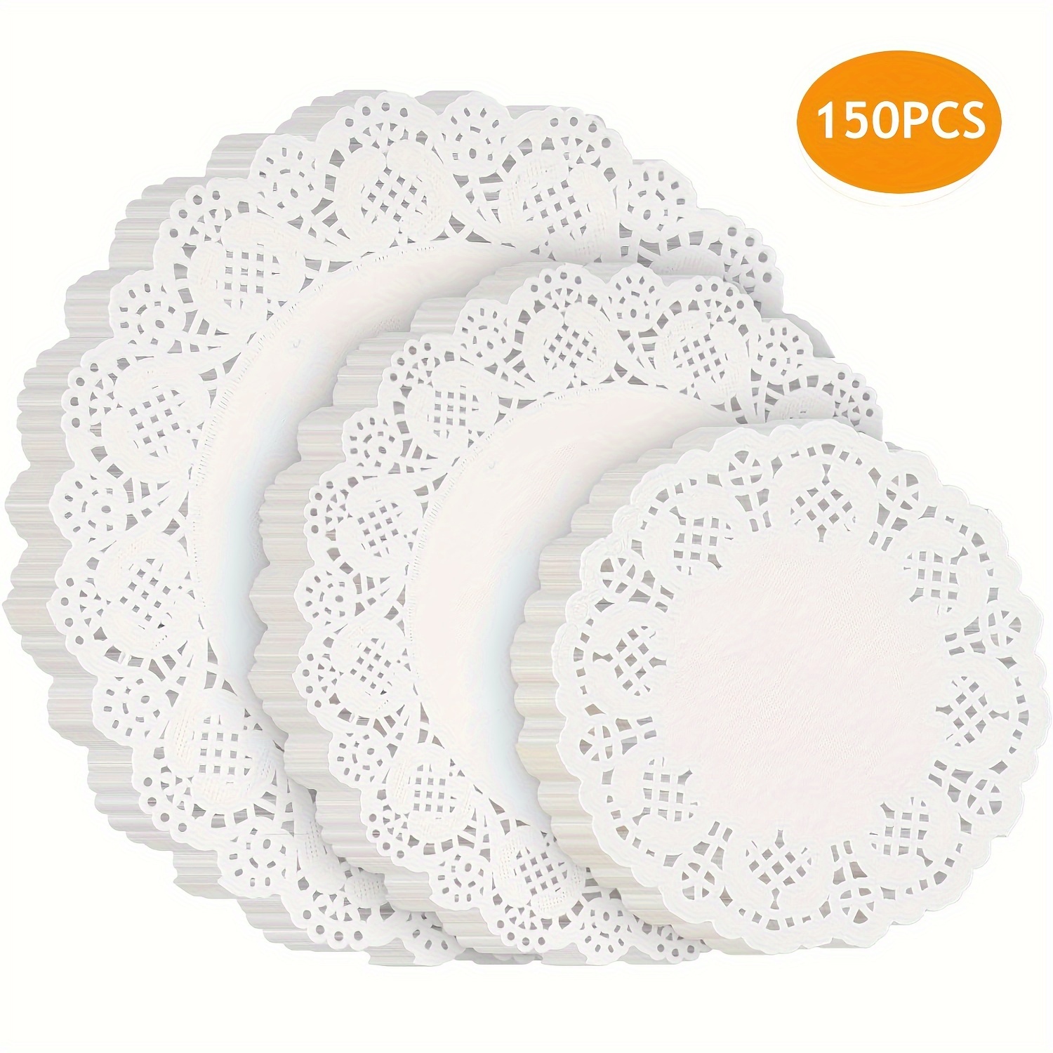 150pcs Paper Doilies Assorted Sizes, 150 Pieces Doilies For Food,  6.5/8.5/10.5/12 Inches Disposable Lace Paper Doilies For Tables, Round  Paper Placema