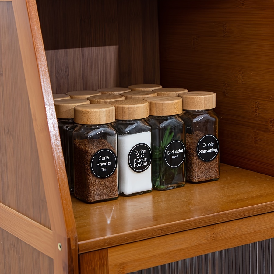 Glass Spice Jars With Bamboo Lid Spice Seasoning - Temu