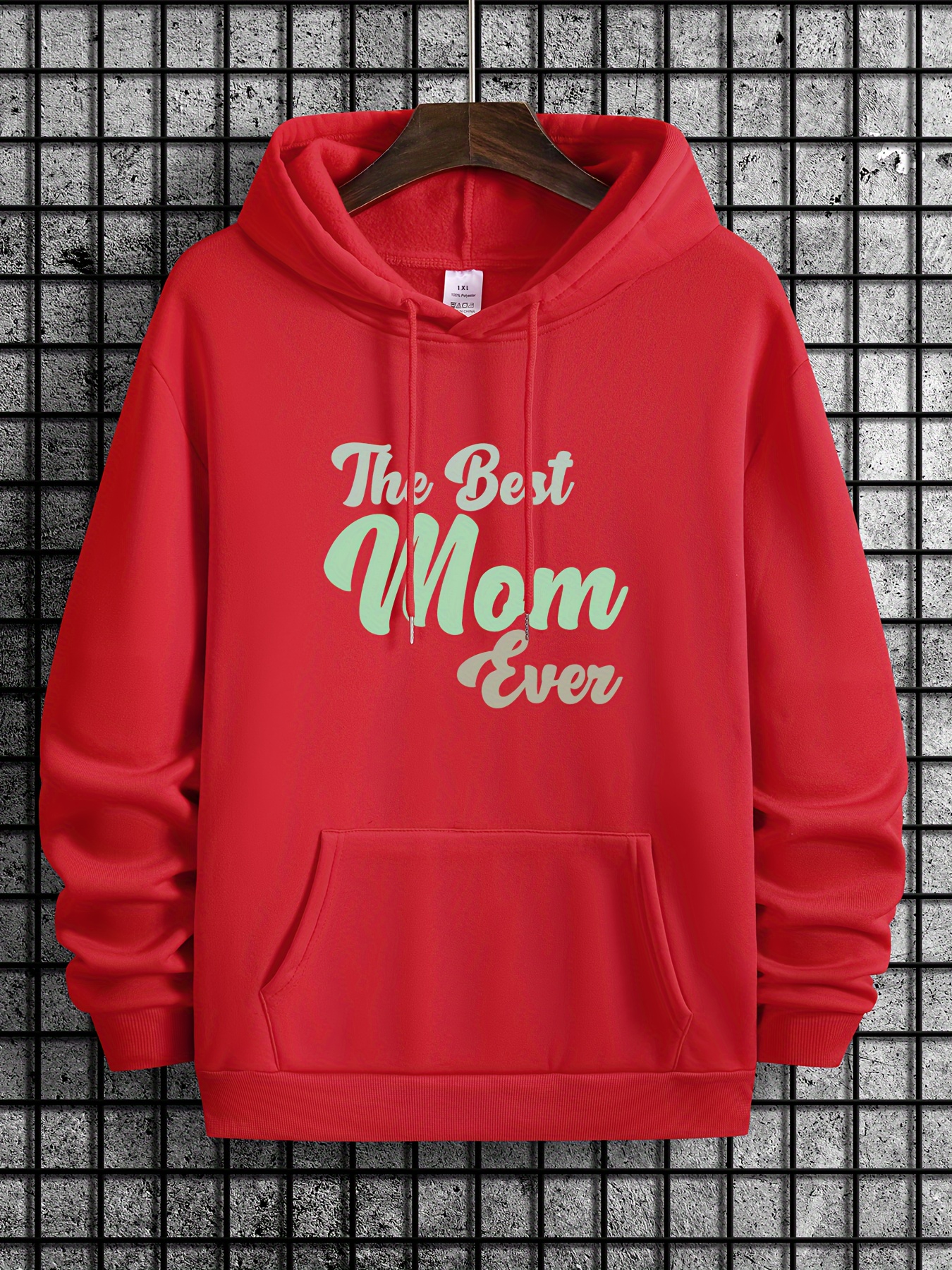 The Best Mom Ever Print Plus Size Hoodies For Men Graphic Hoodie With Kangaroo Pocket Comfy Loose Trendy Hooded Pullover Mens Clothing For Autu