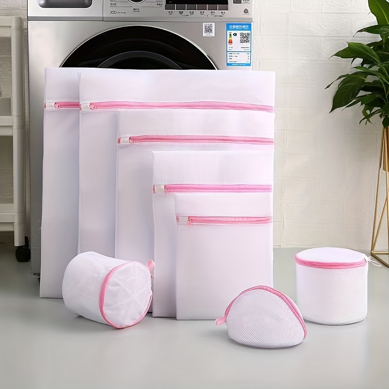 Funda para secadora de lavadora con diseño de corazones y rayas diagonales,  color rosa brillante, a prueba de polvo, con bolsillos de almacenamiento