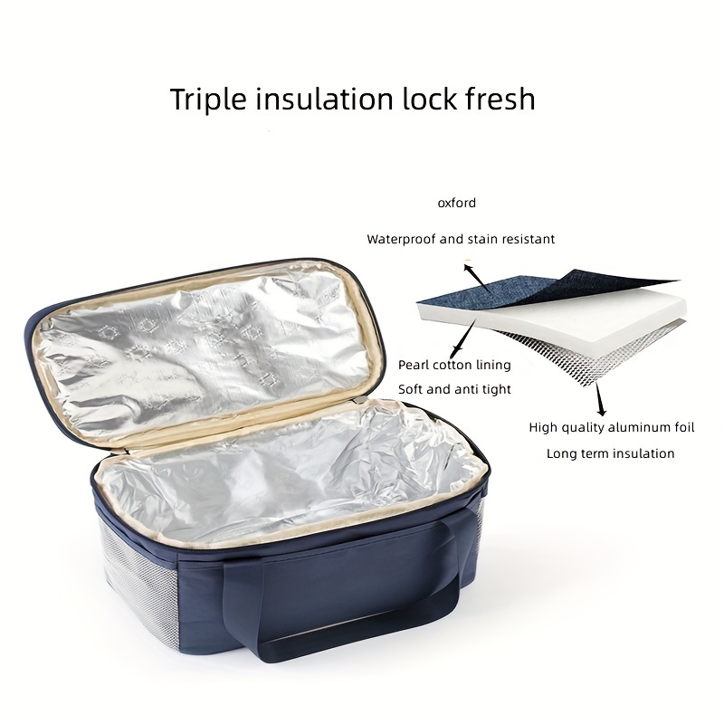 Square Flat Lunch Box Women Insulated Lunch Bag Waterproof Picnic Oxford  Large Tote Portable School Aluminum Foil Storage Bag