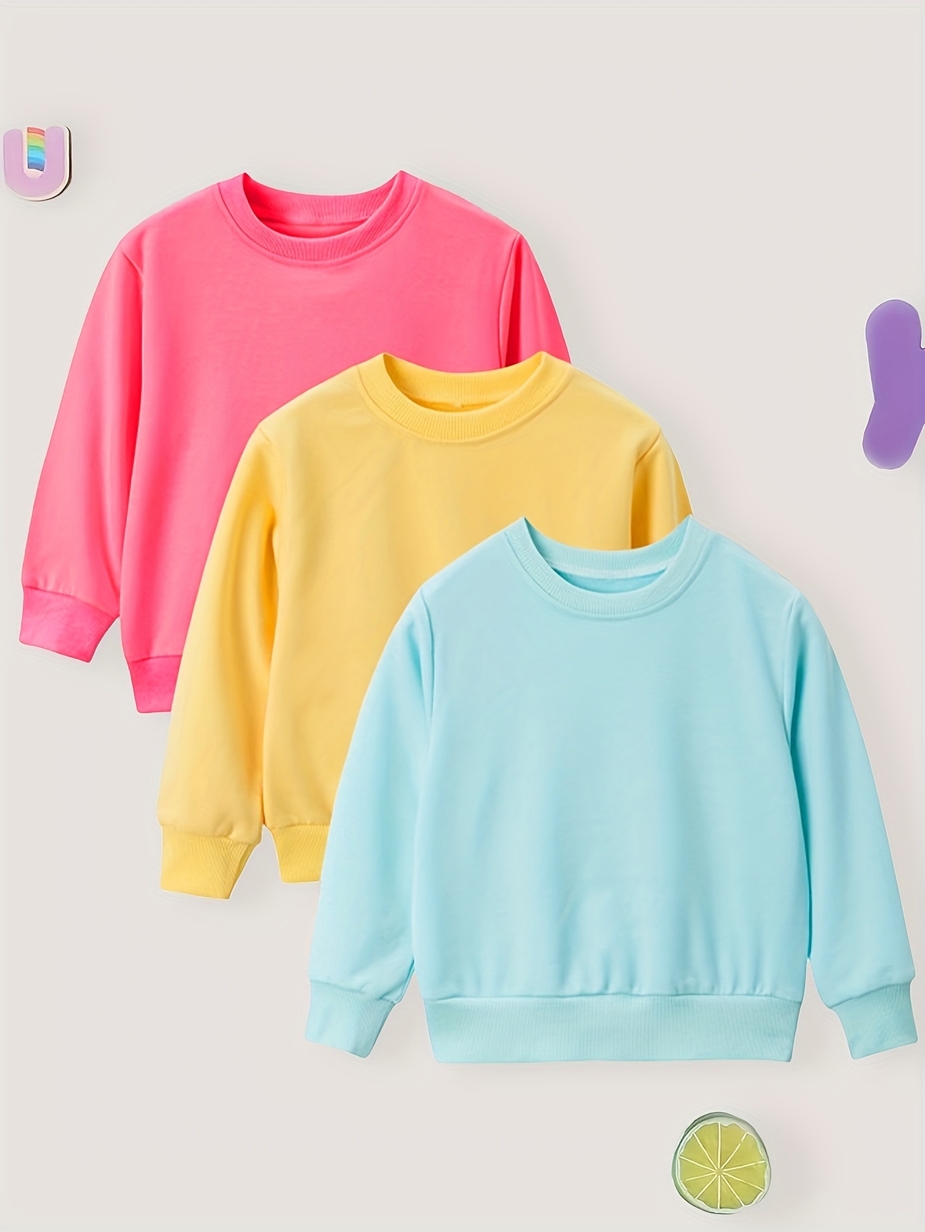 Toddler Girls Fleece Sets Crew Neck Sweatshirt Top Solid - Temu Canada