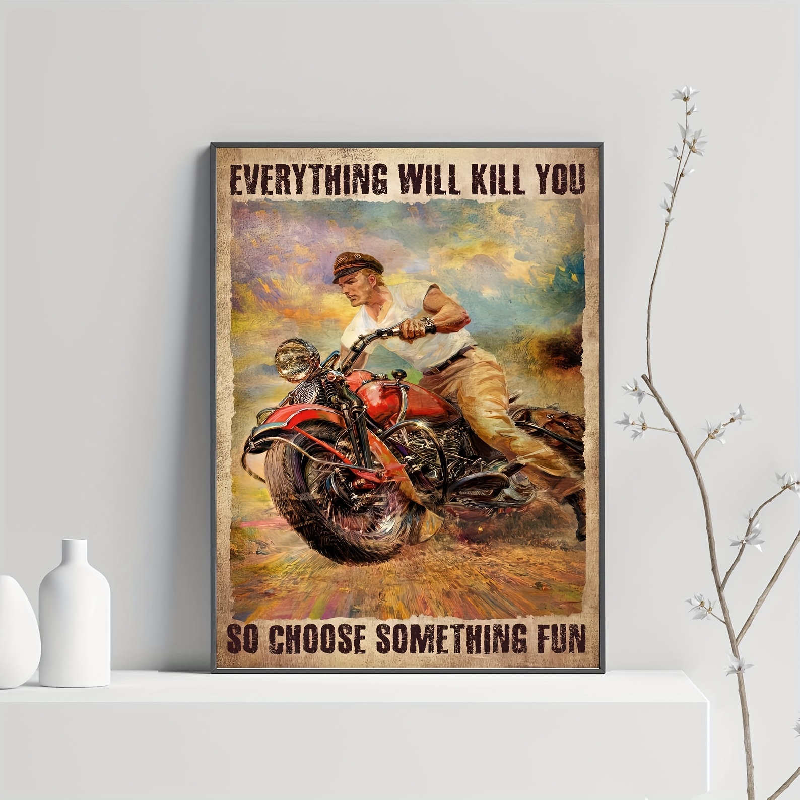 Póster de lienzo con nombre personalizado, póster de lienzo personalizado,  póster de lienzo de motocicleta cuando la vida te deprime recuerda que es  uno abajo, el resto está arriba -  México