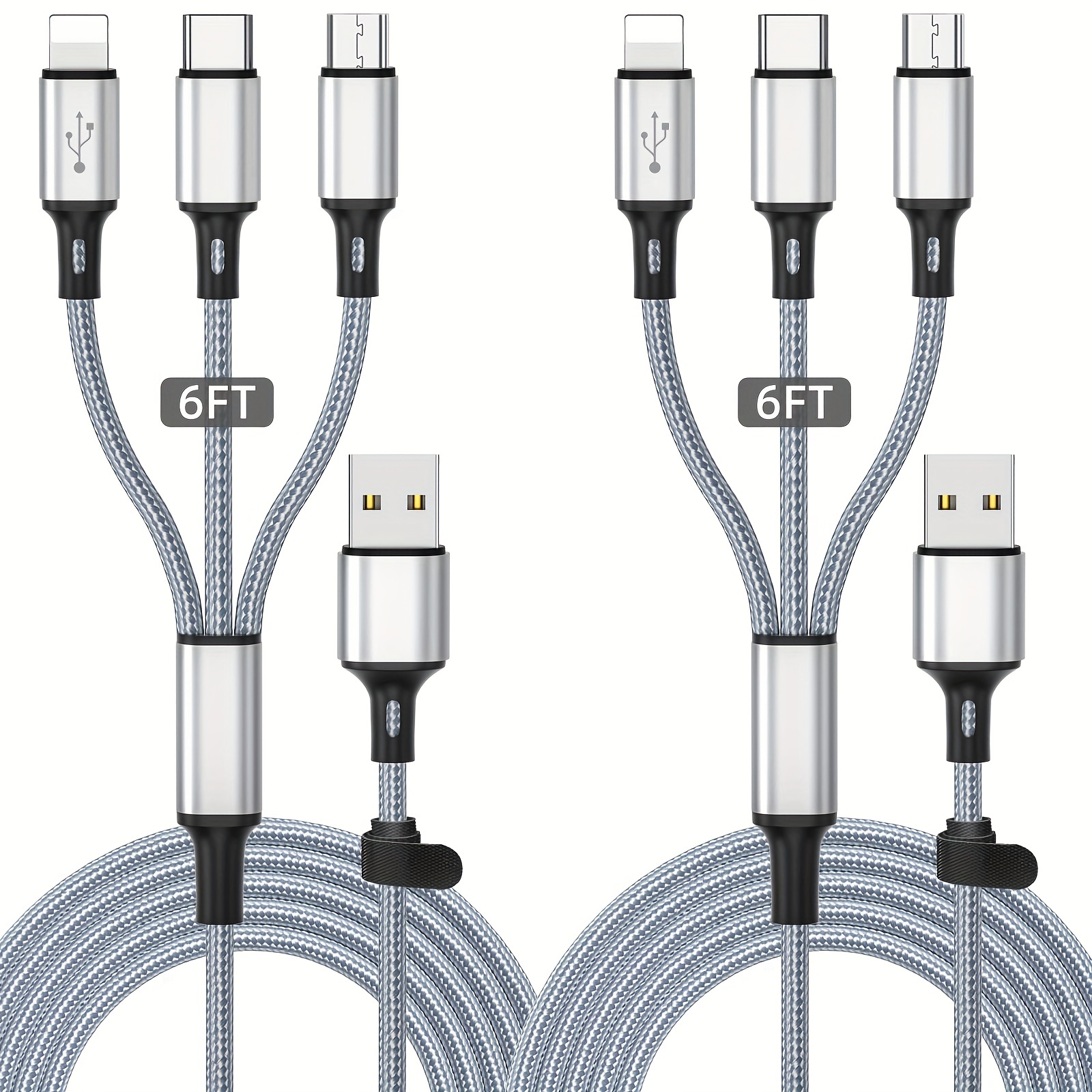 Universal - 3 Câble de charge multi-fonctions IN-1 pour iOS & Android &  Type-C Câble multi-chargement Red $ Corde de chargeur multiple nylon tressé  3 en 1 cordon USB - Autres accessoires