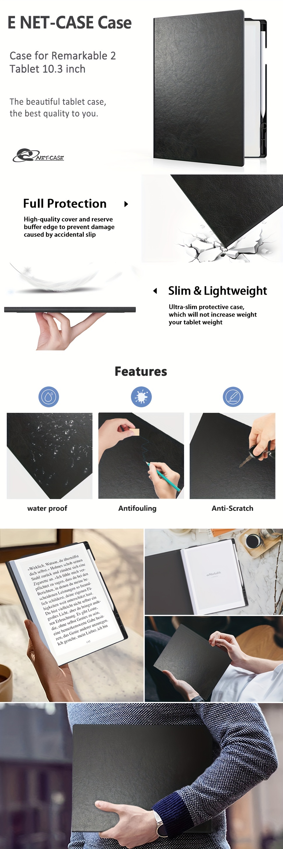  Case for Remarkable 2 Paper Tablet 10.3 2020 Released, Slim  Lightweight Protective Stand Cover Book Folio Leather Case for Remarkable 2  10.3 Digital Notepad - Black : Electronics