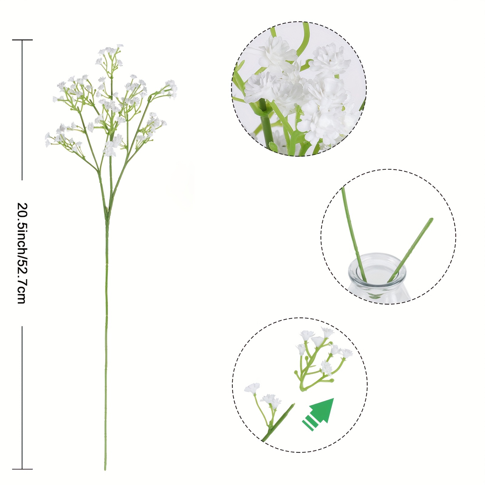 Artificial Baby Breath Flowers Tall White Gypsophila - Temu