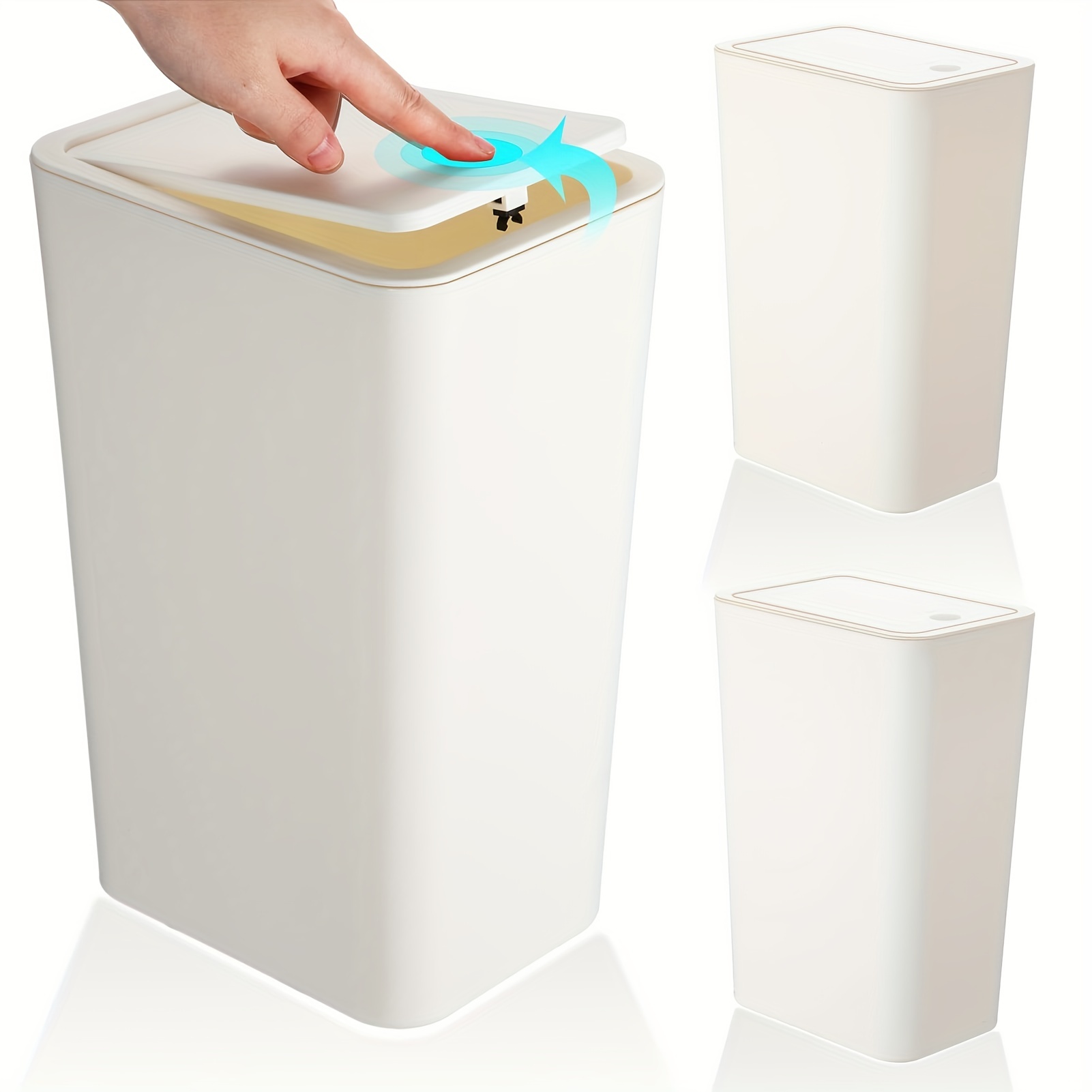 1pc Mini PP Waste Bin, Solid Color White Trash Can For Home And