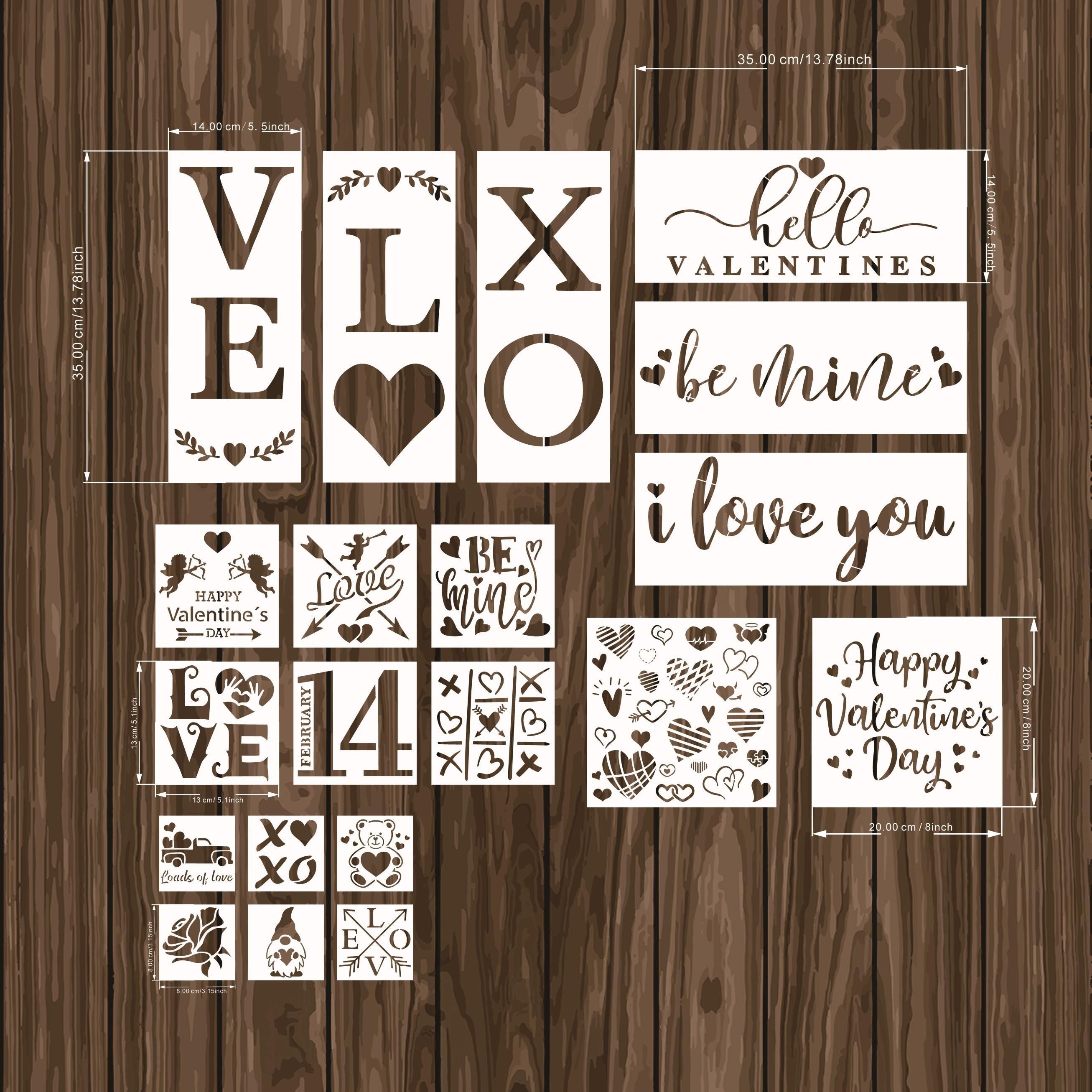  20 Pieces Valentine's Day Stencils Valentine Drawing