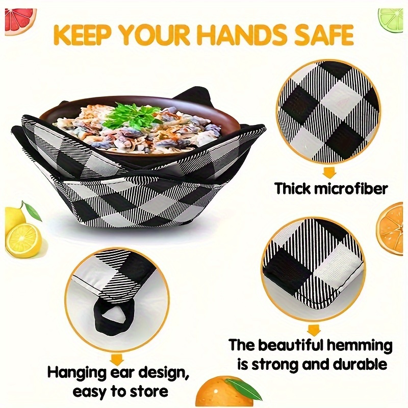 Microwave Bowl Holders Hot Food Plaid Pattern Bowl - Temu