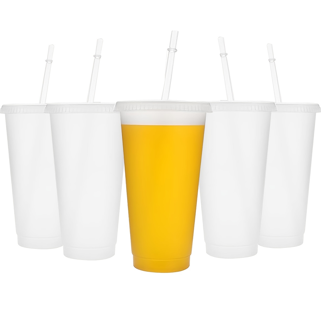 5 Pcs Reusable Plastic Cups with Straw and Lids - 24oz Durable Water Cup  Tumblers Iced Coffee Lid Water Bottle Travel Mug Cup Summer Party Bulk Cold  for Adults Perfect for Halloween