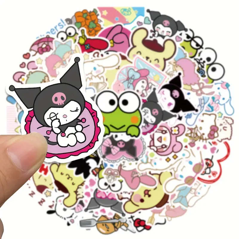 60pcs Hello Kitty Cute Sanrio Stickers Kuromi My Melody Cinnamoroll Cartoon  Anime Sticker Toy Decal Laptop Scrapbook Phone Gift
