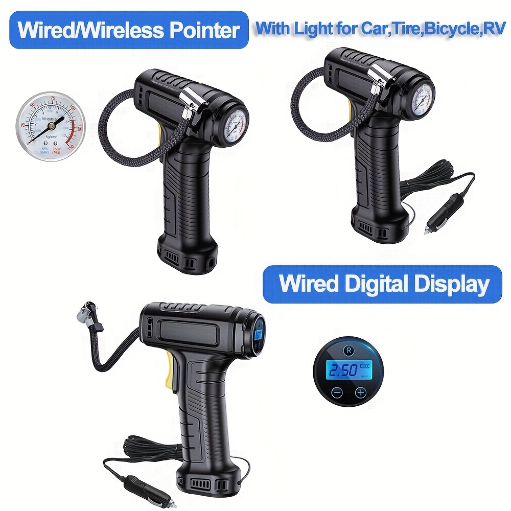 Vehicle Handheld Wired Wireless Air Pump Smart Digital Pointer Display 5007 Car  Air Pump Tire Portable Inflator Light Car Tire Bicycle Rv Etc, 90 Days  Buyer Protection