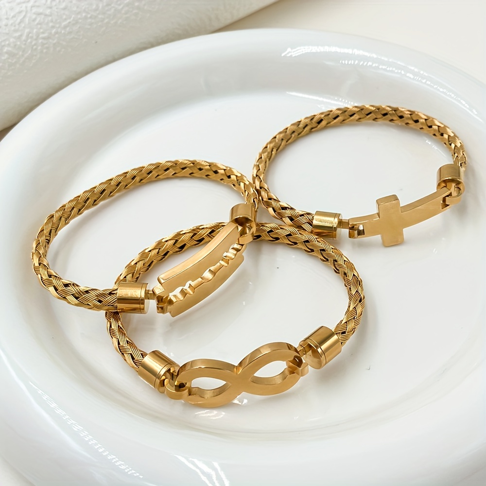 Men's Braided Leather Bracelet With Stainless Steel Cross - Multi-Layer Religious Jewelry