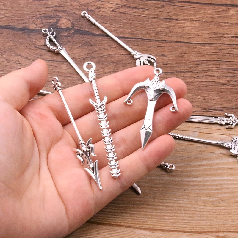 15PC Mixed Alloy Antique Knight Sword Gun Bow Charms for Jewelry Making