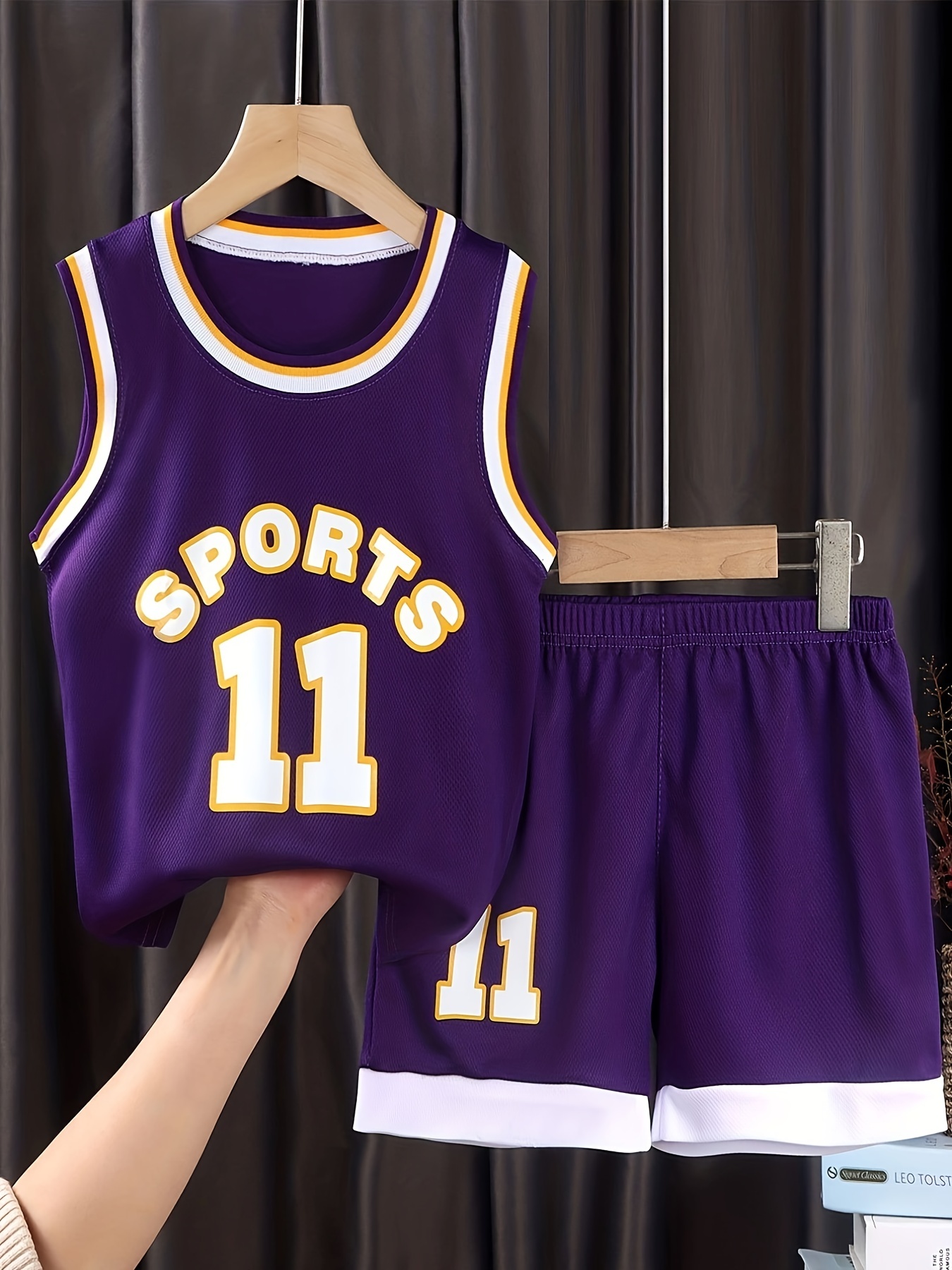 Temu Boys & Girls Basketball Outfit - Stylish Tank Top & Shorts Set for Summer Training & Competition