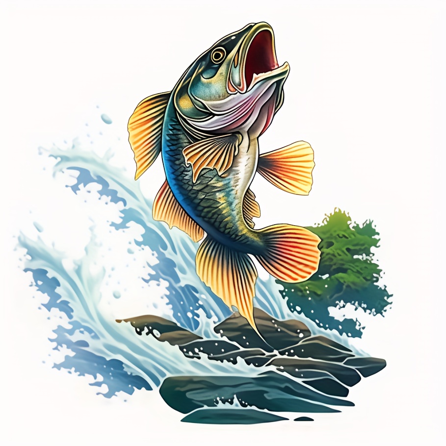 4in1 Car Sticker Cool Jumping Bass Trout 3d Fish Art Decal - Temu