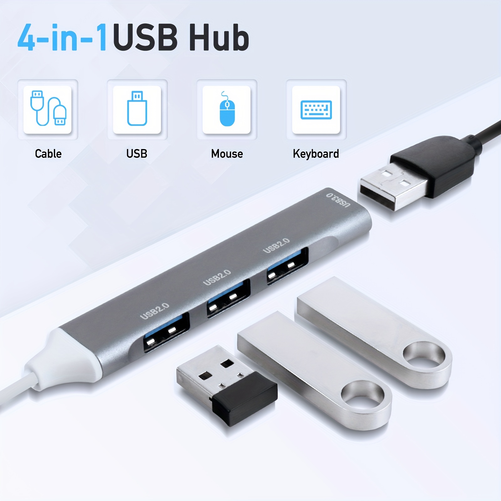 Concentrateur USB, concentrateur USB ultra-mince à 4 ports Centre
