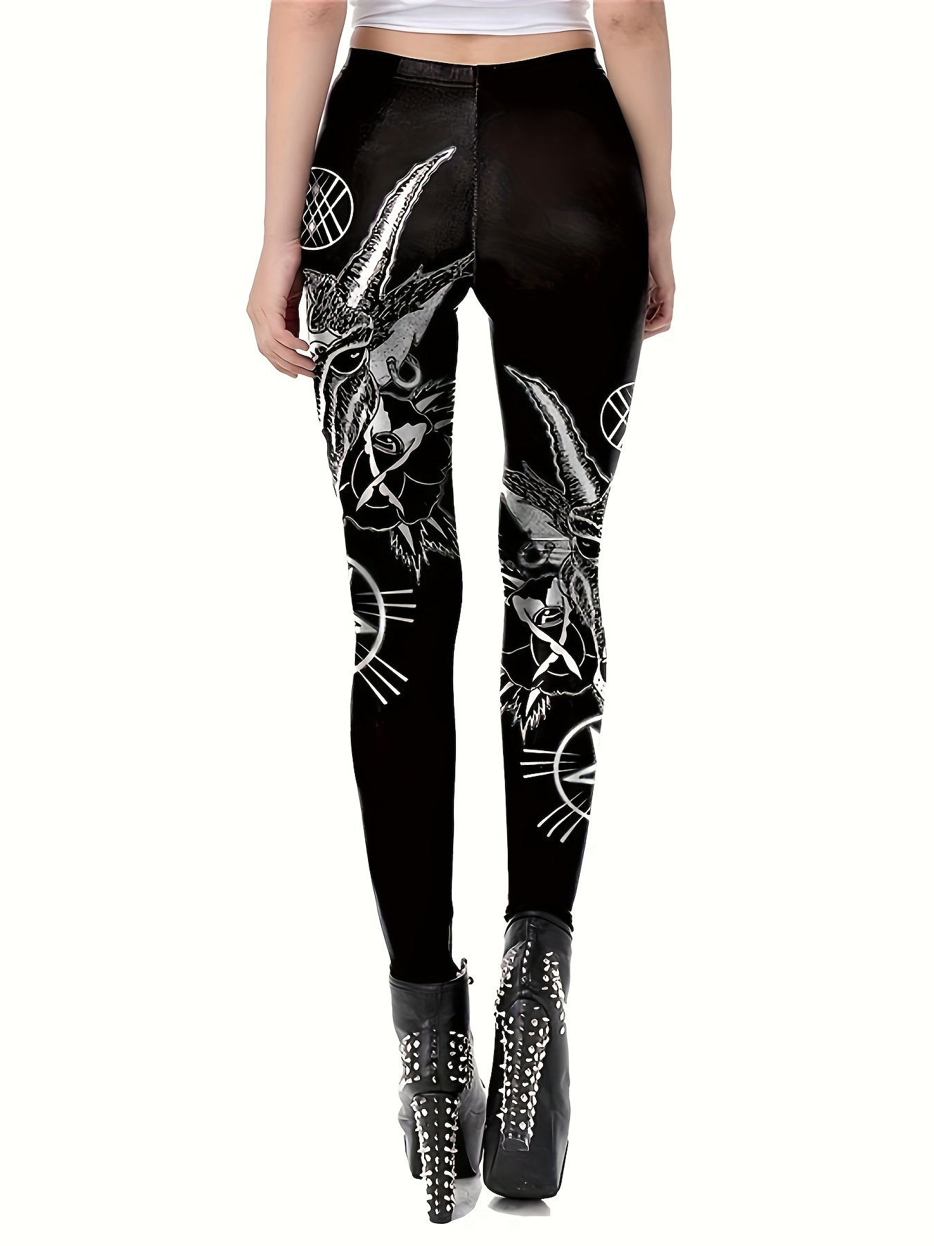 Women's Plus Goth Graphic Print High Rise Skinny Pants