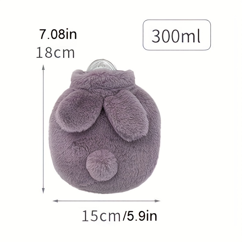 300ml Plush Rabbit Hot Water Bag With Lid & Washable Cover