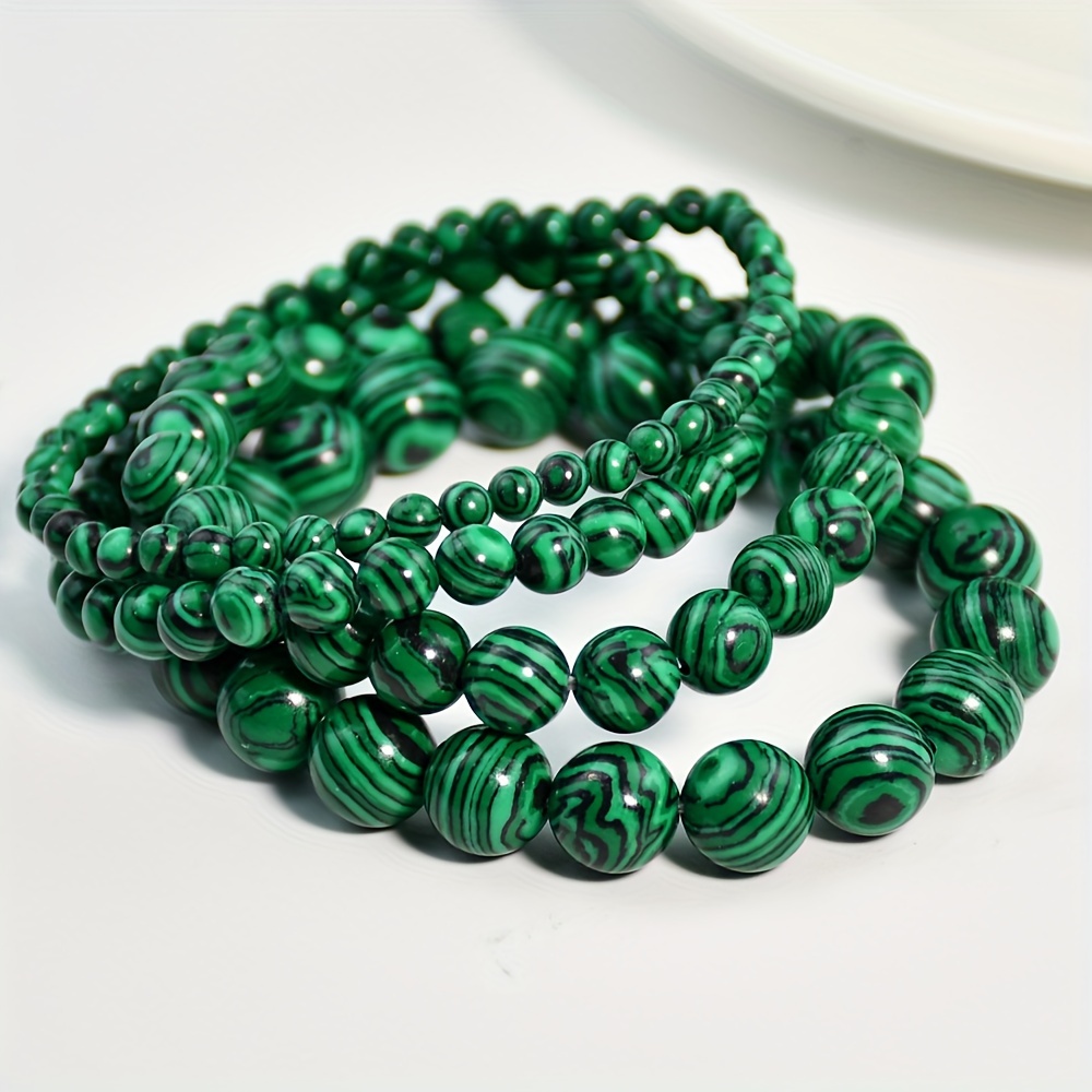Glow in The Dark Emerald Green Beads Bracelet, 12mm Luminous Lampwork Beads  Chakras Anti Anxiety Healing Crystals Stretch Bracelet for Women Men (6