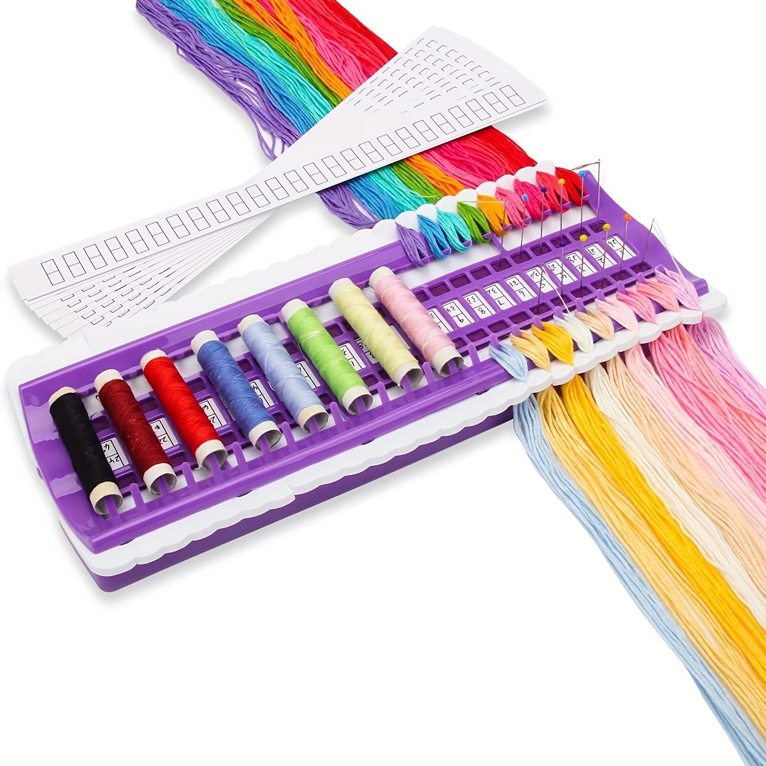 Embroidery Thread Organizer Set Colorful Plastic Thread - Temu