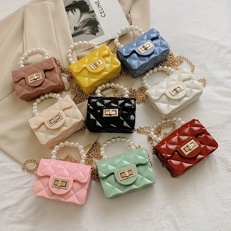 Waterproof Argyle Embossed Shoulder Bag Solid Mini Handbag