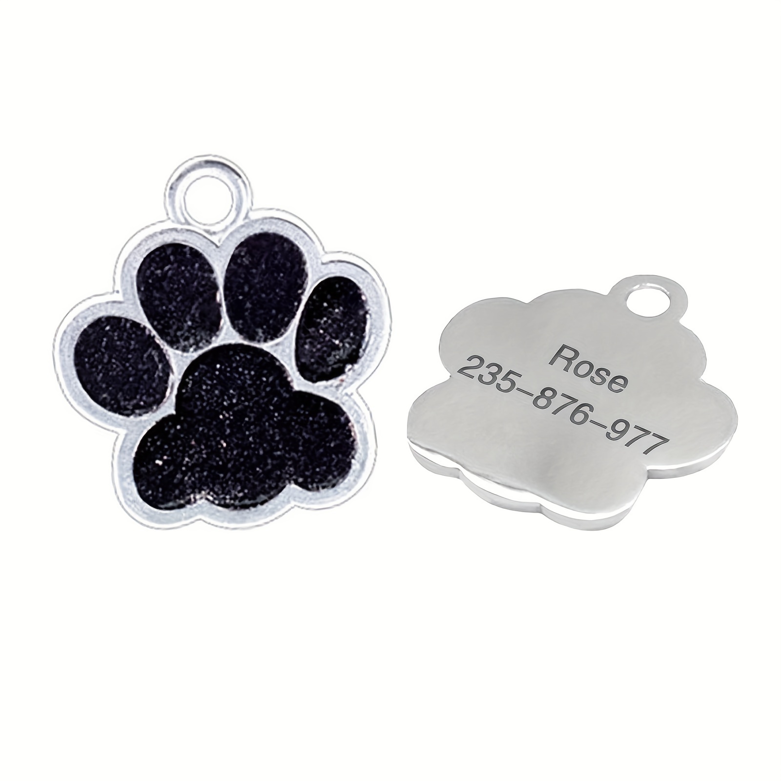 

Personalized Pet Id Tag With Black Paw Print Design - Anti-lost Dog Tag For Small, Medium, And Large Dogs And Cats - Durable And Stylish Pet Accessory