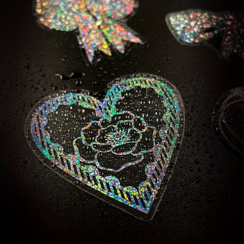 Rainbow Laser Heart Stickers Perfect For Scrapbooking - Temu