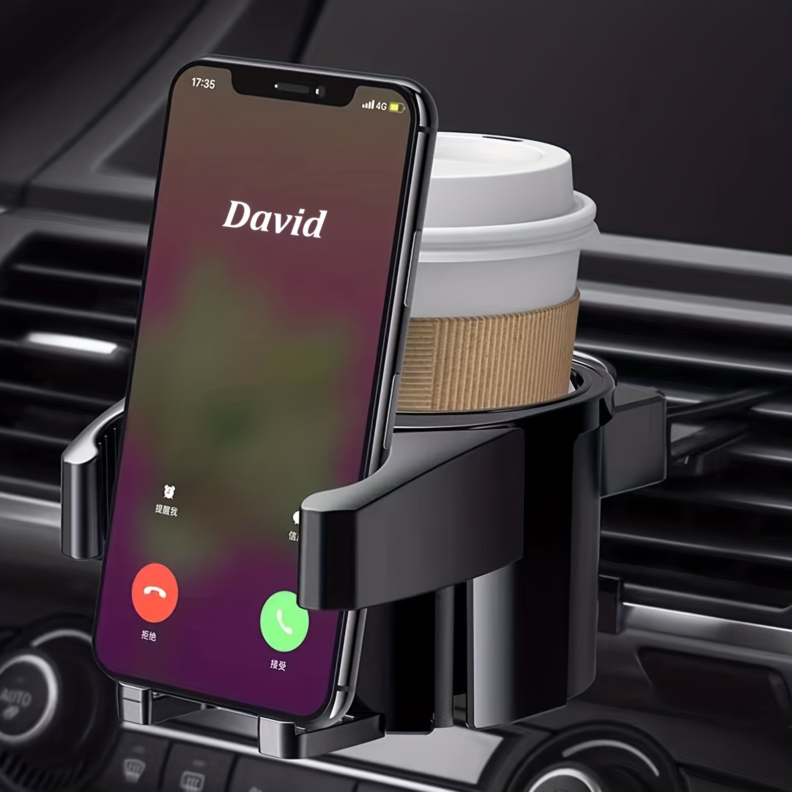 

2-in-1 Car Drink Holder For Ventilation, Pack Of 2 Car Headrest Hooks, Adjustable Cup Holder, Mobile Phone Holder With Rotatable For Coffee Mug