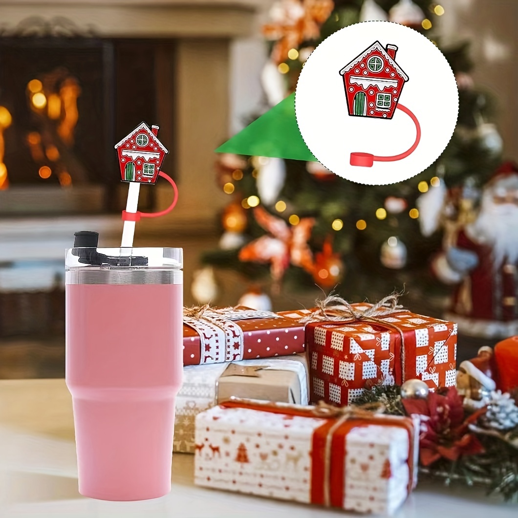 Christmas Series Dustproof Silicone Straw Cover, Reusable Splash Proof Cute  Straw Plug For Straw, Cup Accessories - Temu