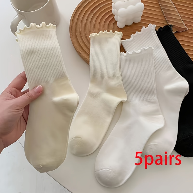 Calcetines blancos de moda para mujer, medias de punto antideslizantes de  algodón, finas, transpirables, bonitas, de tubo medio, para verano, 1 par -  AliExpress