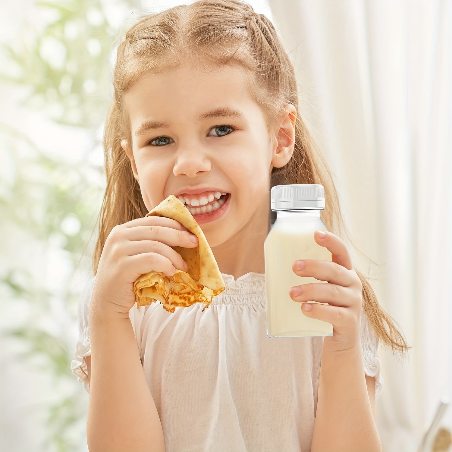  Botellas de plástico desechables para jugos de 8 onzas con  tapas, paquete de 160 unidades, para agua, zumos de manzana naranja, limón,  licuados, leche, reutilizables, sin BPA, tapas a prueba de 