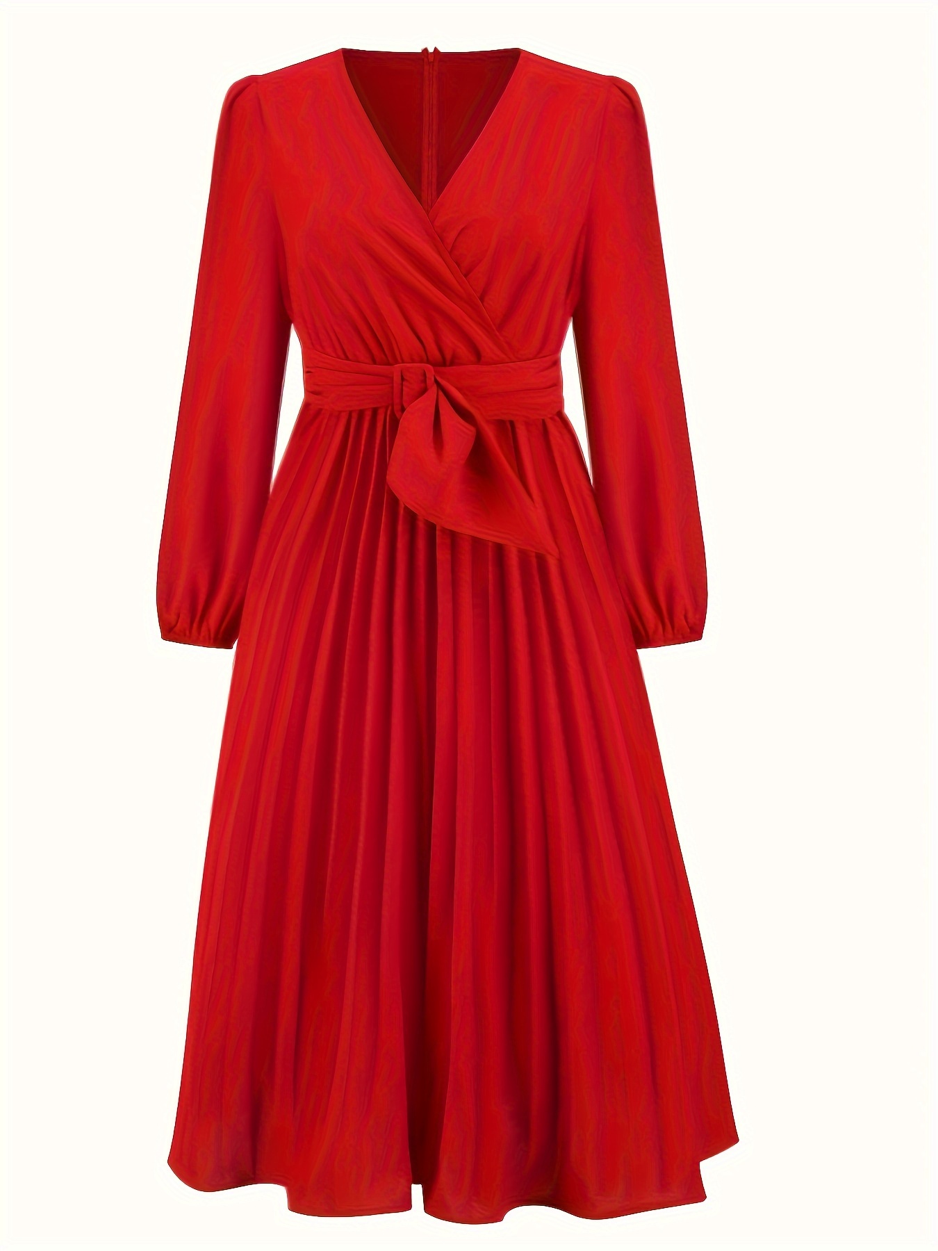 Plunge lantern sleeve 2024 pleated slit evening dress