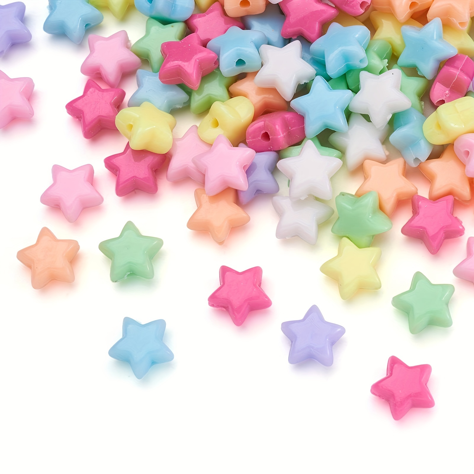 Craftdady 200pcs Transparent Random Mixed Colors Acrylic Star Spacer Beads  12x11mm Round Bead Inside Plastic Loose Charms with 2mm Hole for DIY