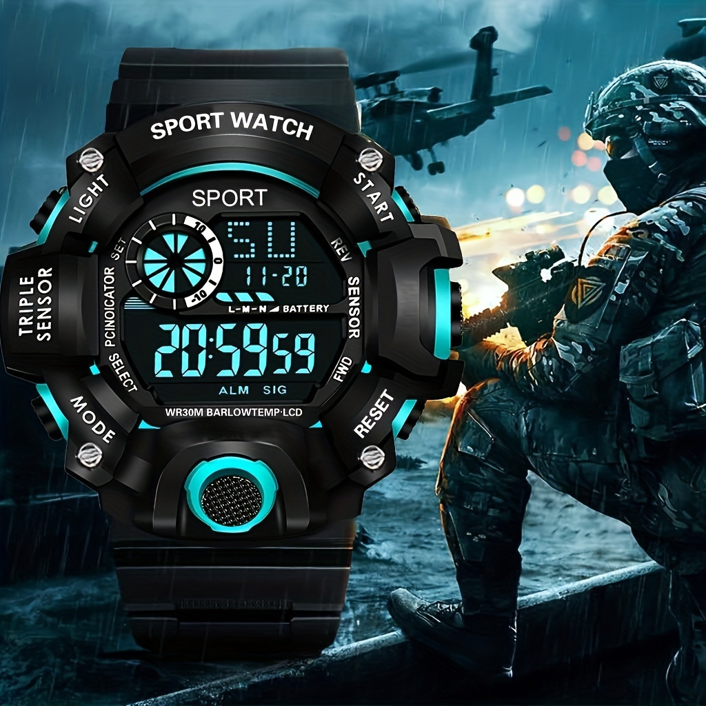 Reloj deportivo analógico para hombre, reloj militar, cronómetro LED para  exteriores, relojes electrónicos digitales, pantalla doble, impermeable