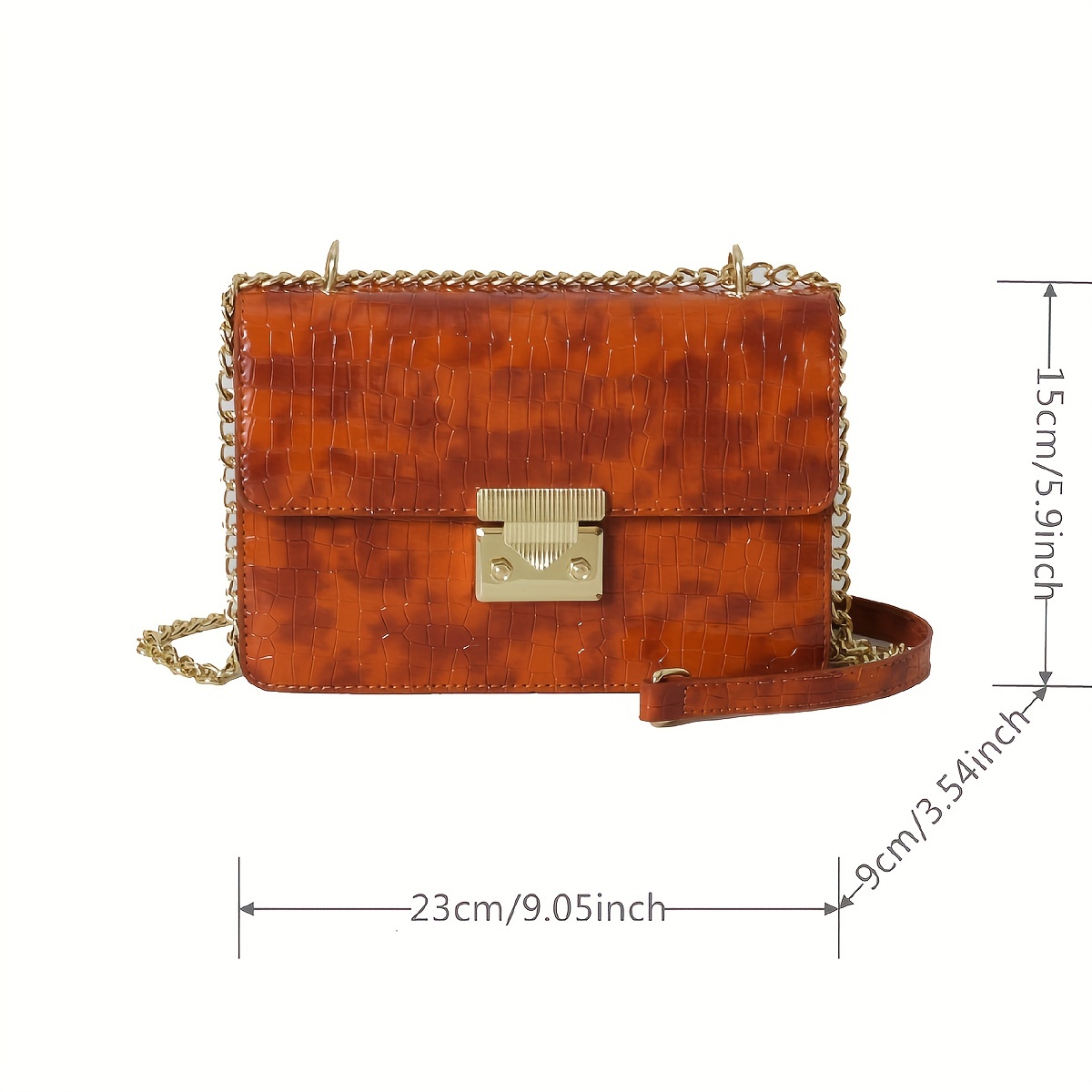 Mini Flap Crossbody - Brown Croc