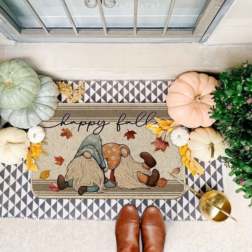 Autumn Pumpkin Print Floor Mat Thanksgiving Pumpkin Maple - Temu