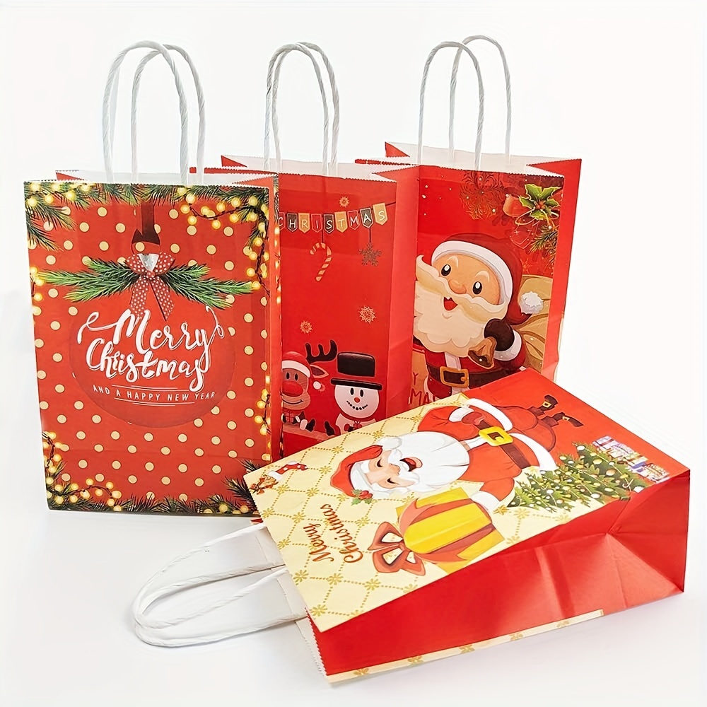 12 PCS Christmas Gift Bags Kraft Holiday Wrapping Paper Bags with