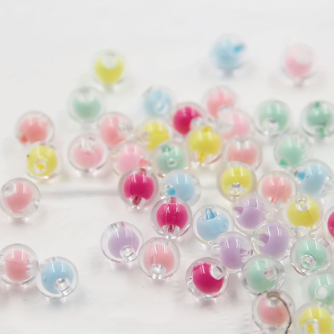 Acrylic Candy Colors Round Beads Mix Pastel Color Plastic - Temu