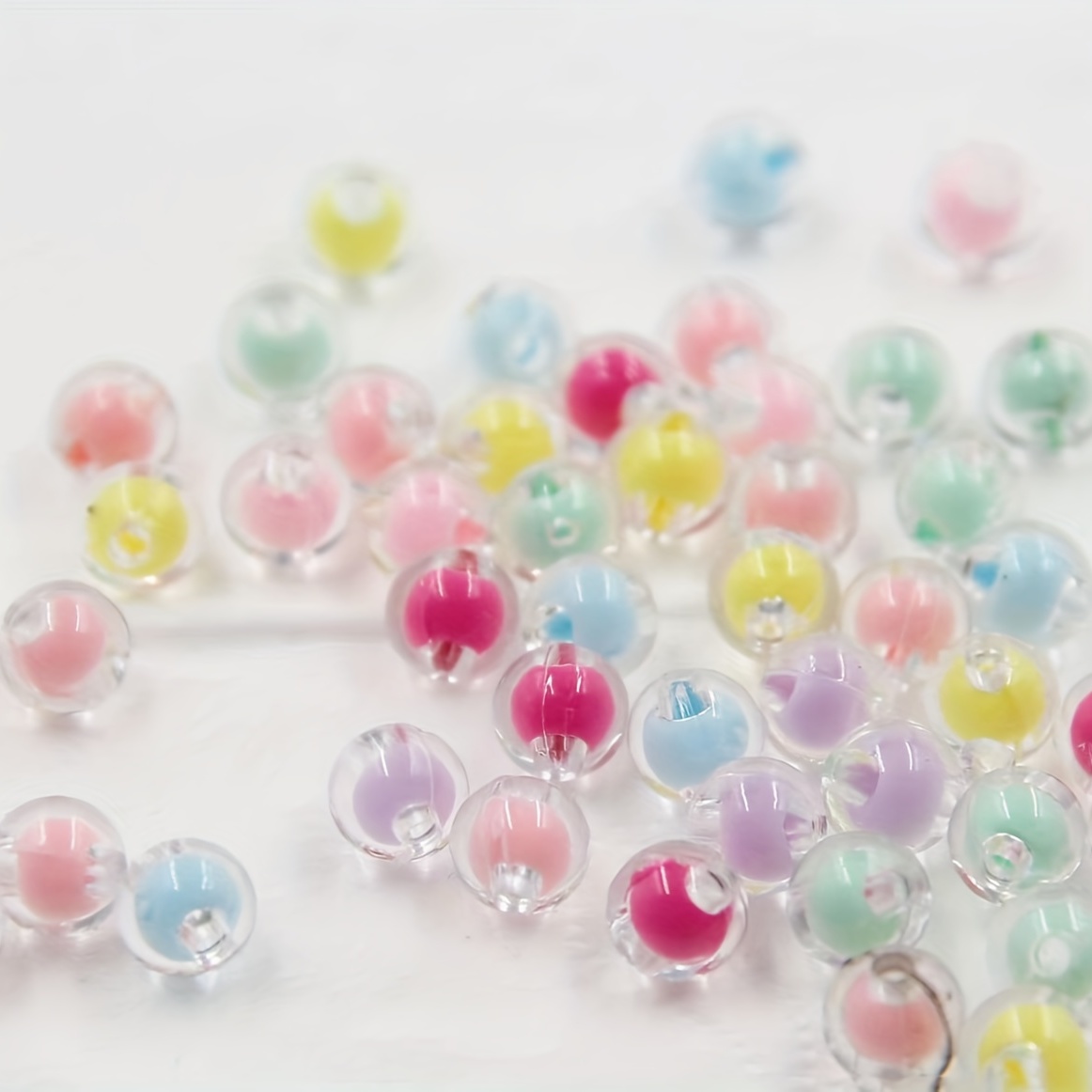 100pcs 8mm Acrylic Candy Colors Round Beads Mix Pastel Plastic Beads