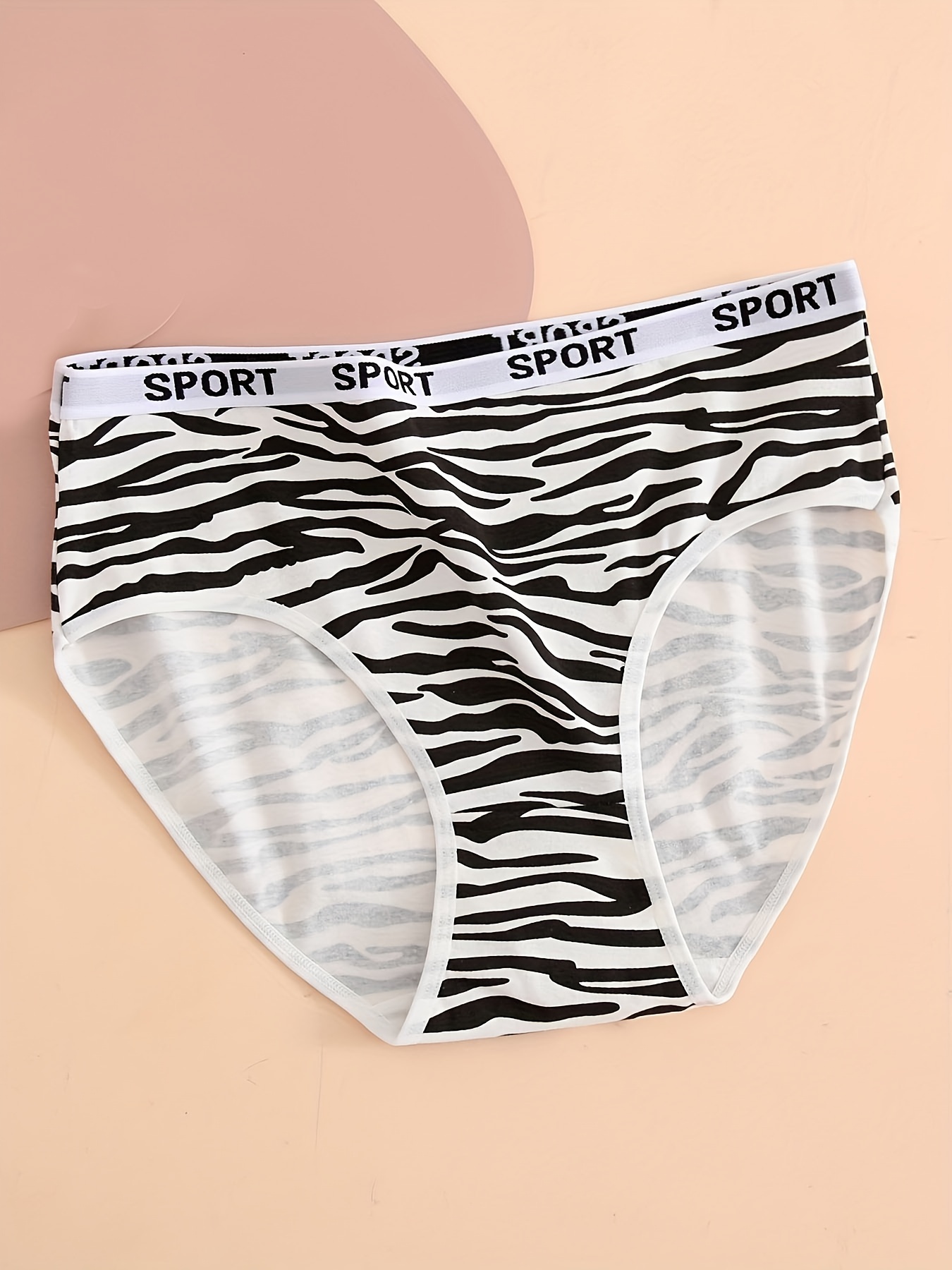 Plus Size Simple Panties Set Women's Plus Zebra Print Letter - Temu