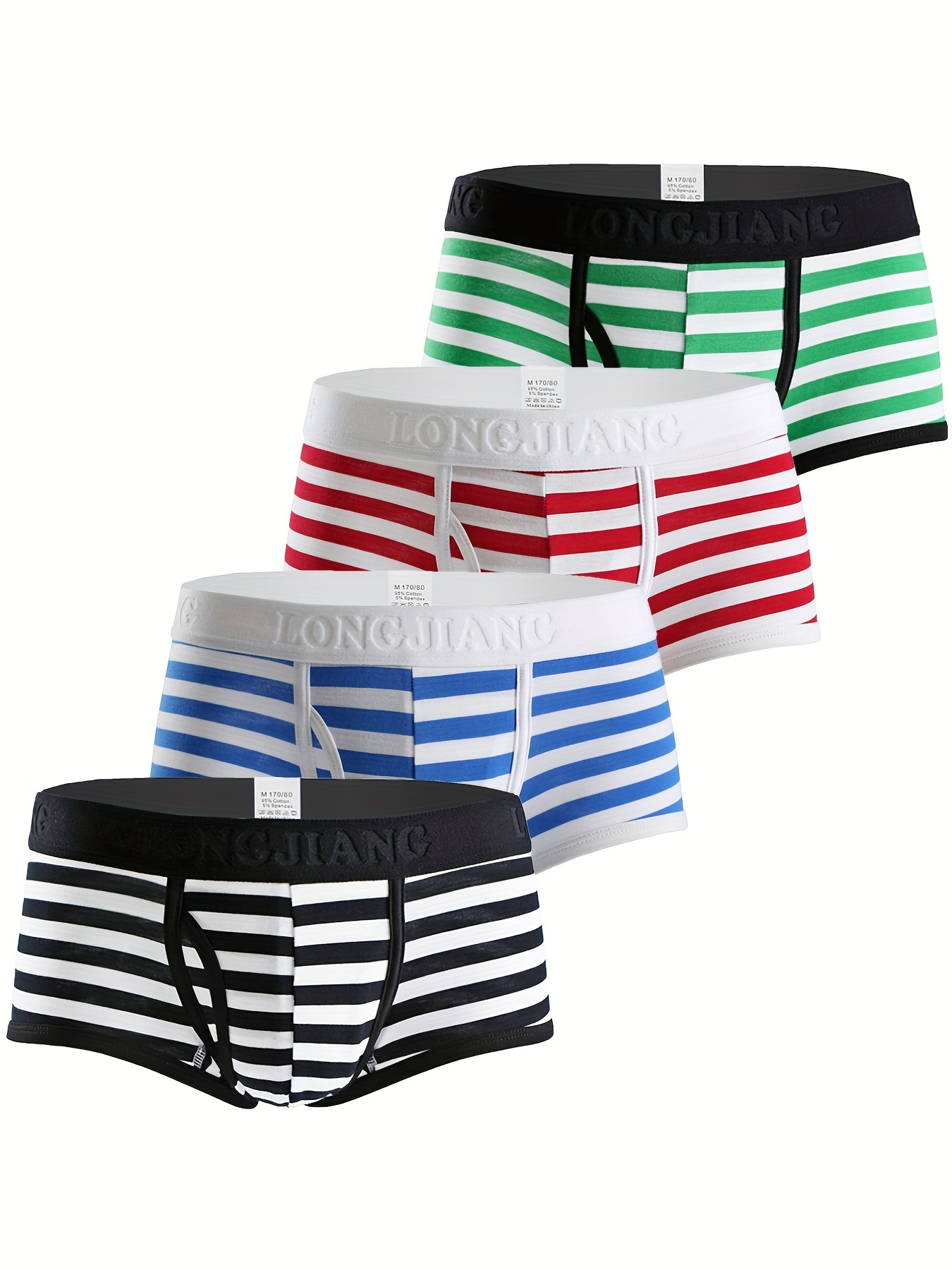 kqetty Underwear Man Boxers Men's Solid Stripe Boxer Pants Men