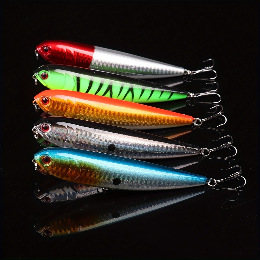 5pcs Life-like Fishing Lures Kit - Hard Minnow Baits for Bass Trout,  Topwater Crankbait Swimbait for Saltwater Freshwater Fishing