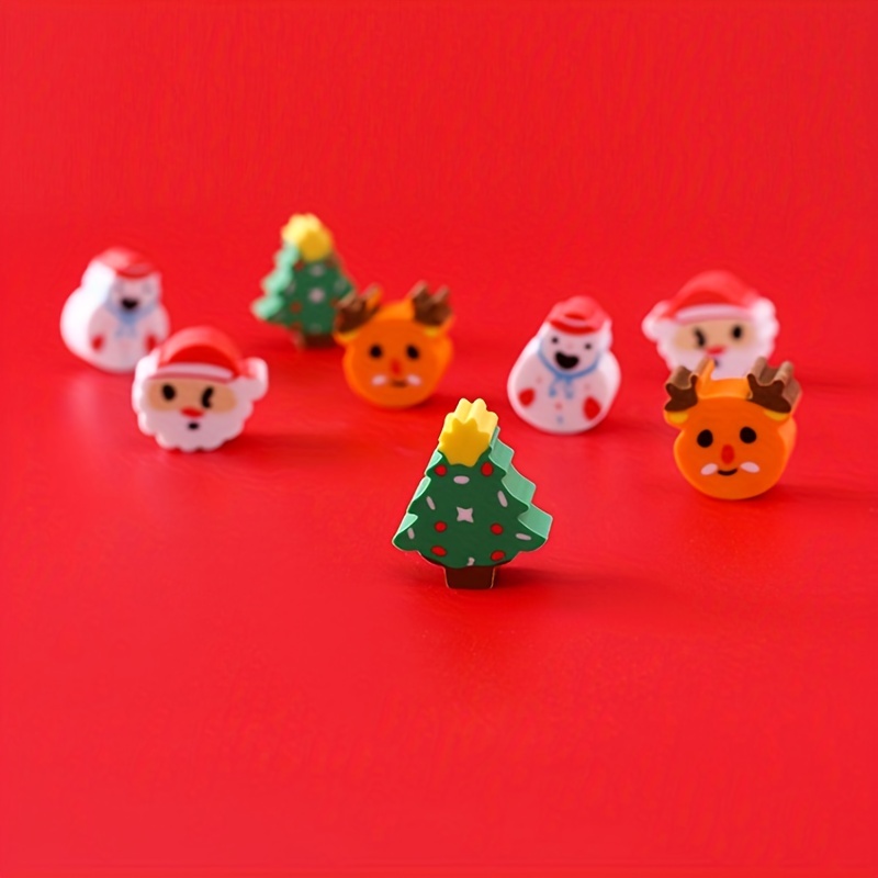 4Pcs/Set Christmas Snowman Santa Claus Erasers Cartoon Kawaii