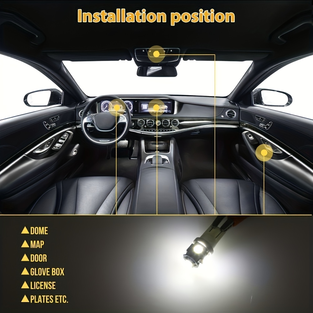 42pcs Car Interior Combo LED Map Dome Door Trunk License Plate Light Bulbs  W5W 12V 2825 192 194 158 168 501 921 175 PC175 906 904 161, Xenon White