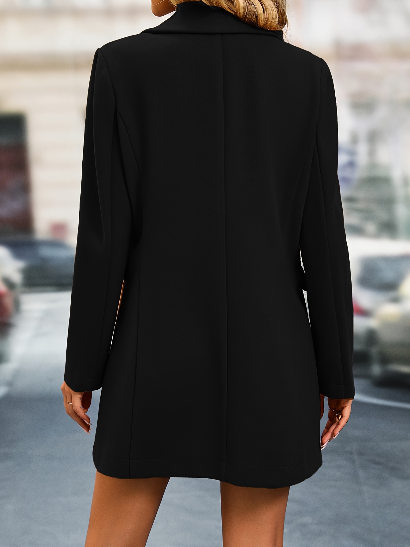 Solid Single Breasted Jacket Elegant Long Sleeve Jacket Fall - Temu