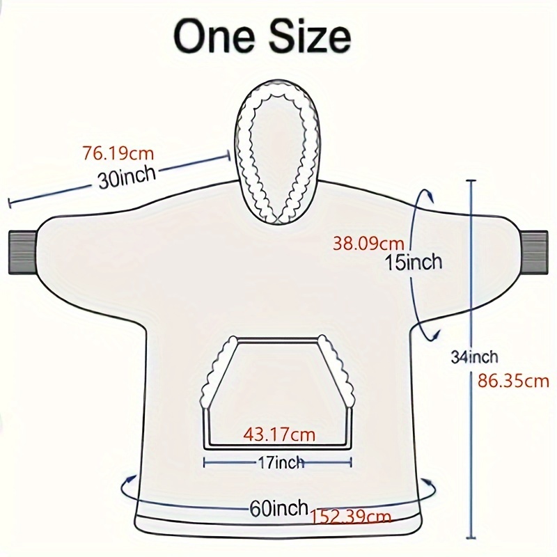 Oversized Hoodie Wearable Blanket Soft Warm Comfortable with Big Pocket