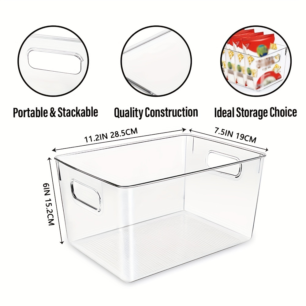 Plastic Clear Storage Bins Pantry Organizer Box Bin Containers for