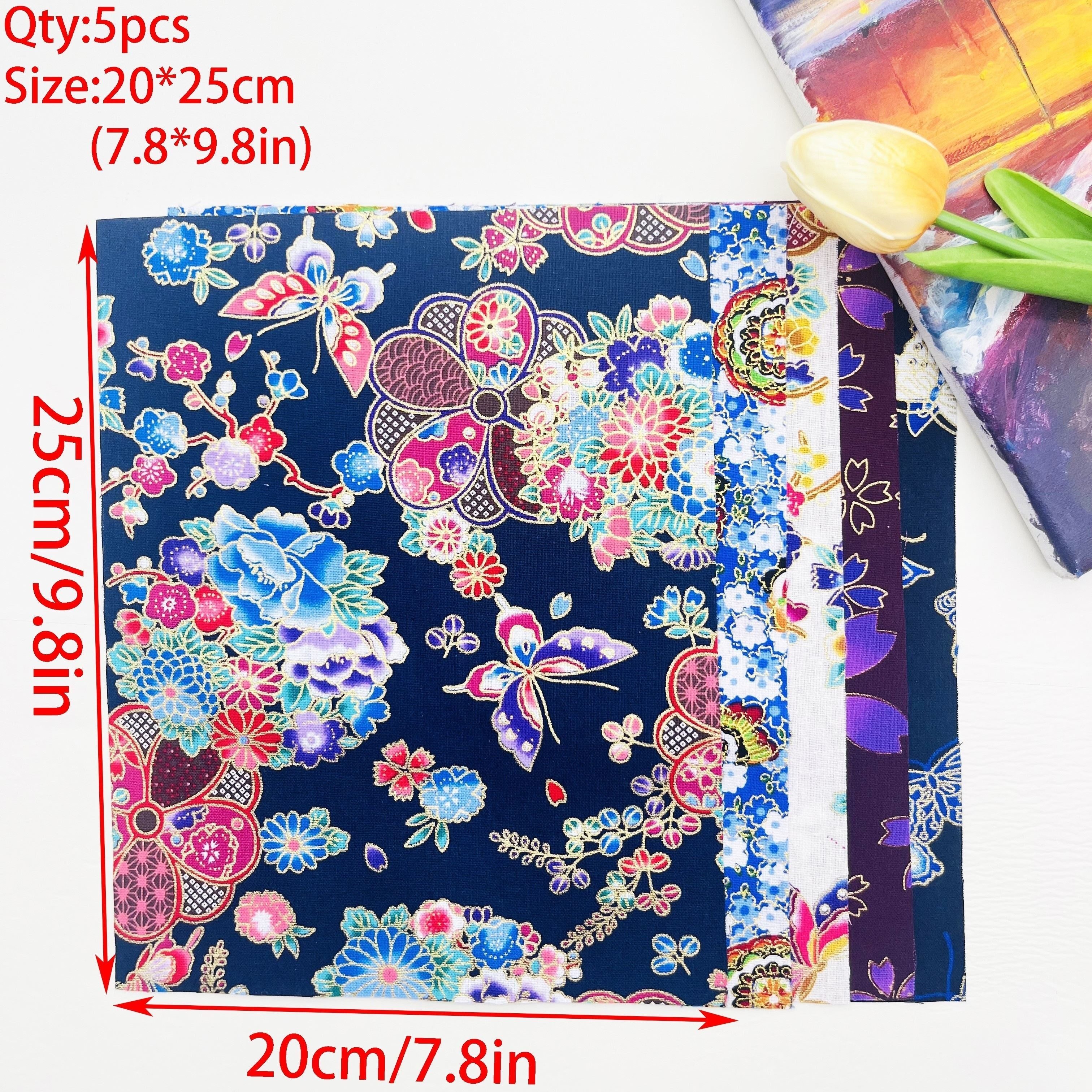 Diy Japanese Cotton Quilted Fabric Printed Floral Patterns - Temu